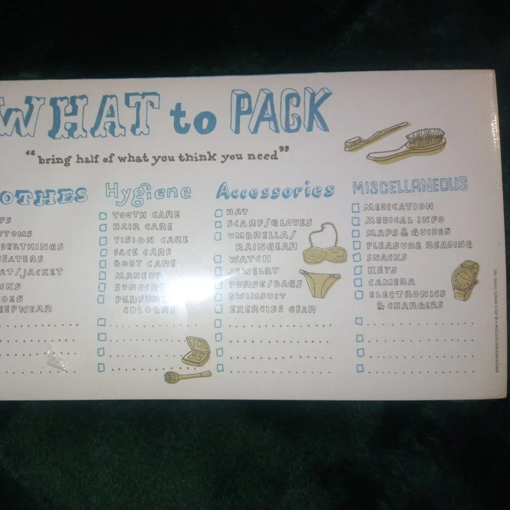 What To Pack Stationery Sheets - Pad of 60 Sheets NEW